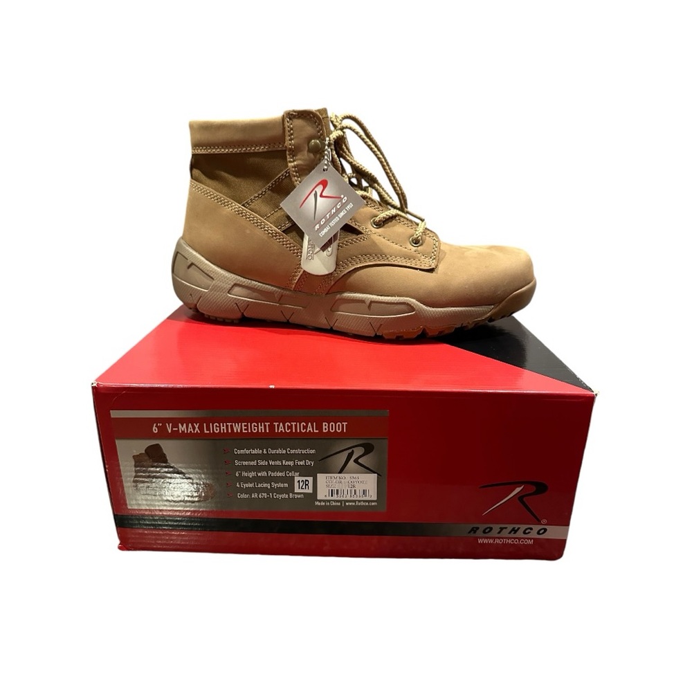 Rothco V-Max Lightweight Tactical Boot - AR 670-1 Coyote Brown - 6 Inch Size 12